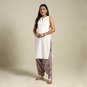 White Bagh Block Print Natural Dyed Cotton Salwar