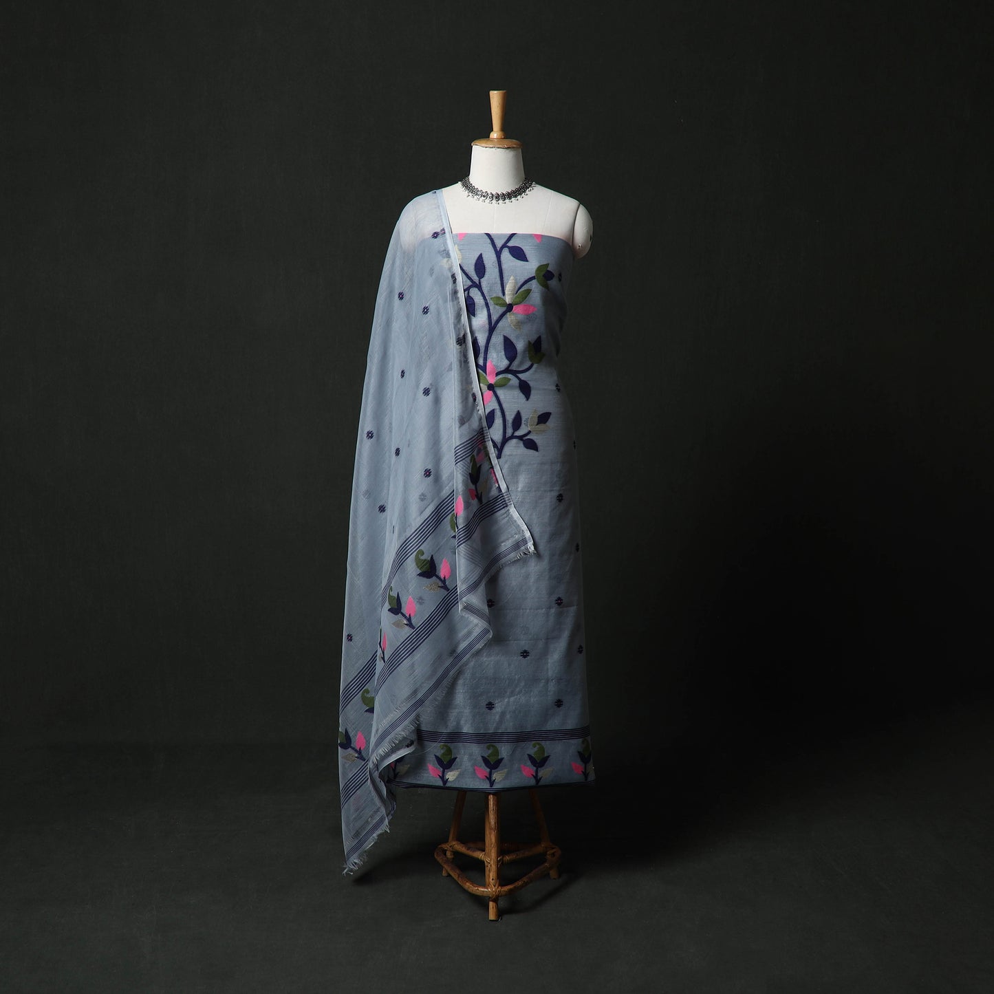 Jamdani Silk Cotton 2pc Unstitched Dress Material Kurta Set 24