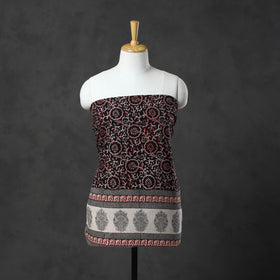  Black Natural Dyed Cotton Bagh Print Kurta Material
