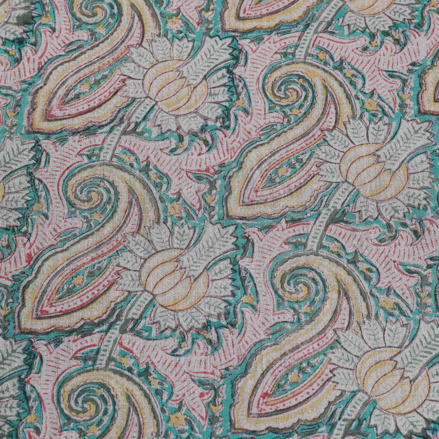 Multicolor Sanganeri Block Print Handloom Pure Wool Fabric 