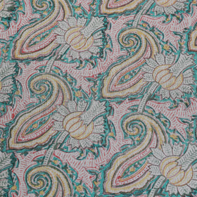 Multicolor Sanganeri Block Print Handloom Pure Wool Fabric 