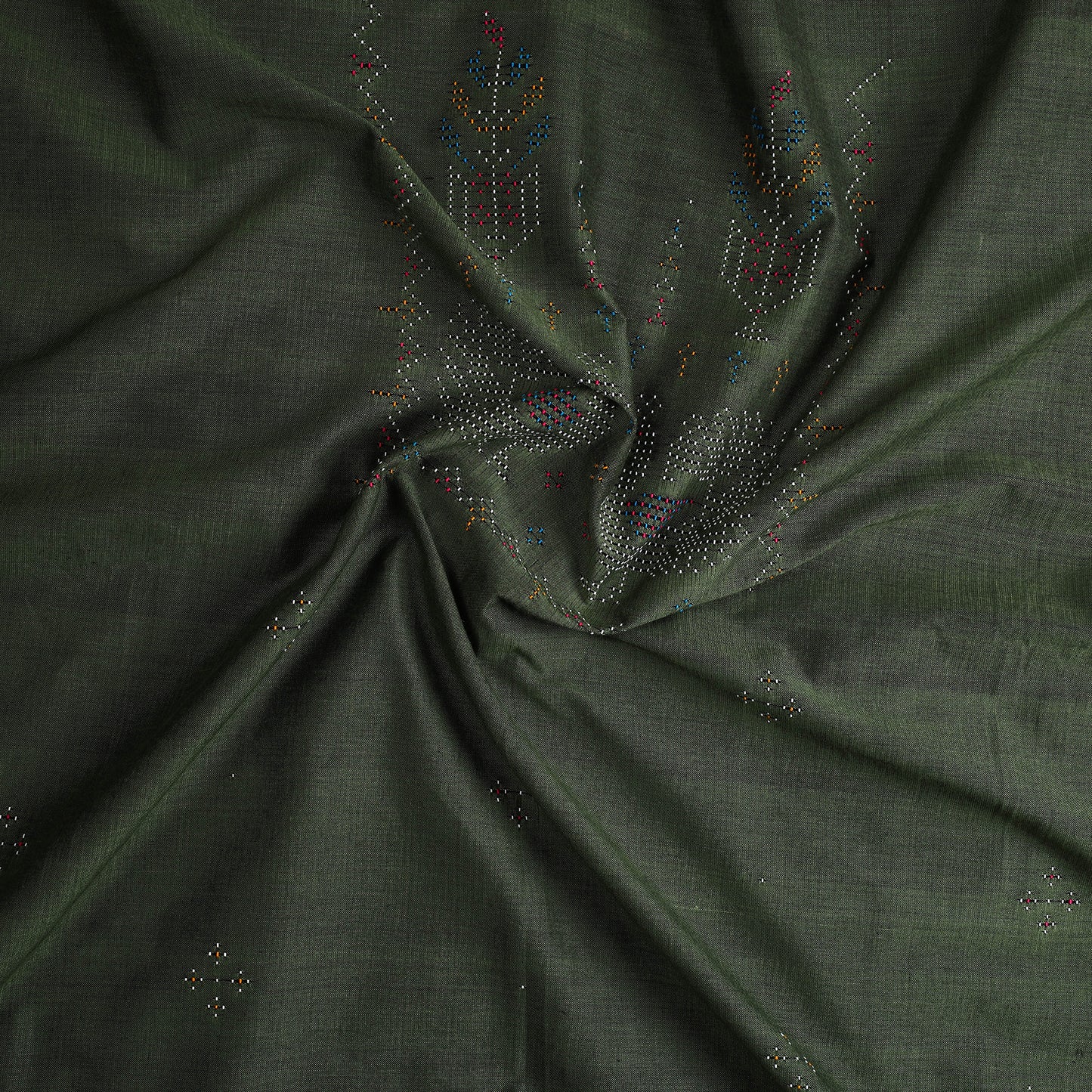 Green - Handwoven Cotton Tangaliya Kurta Material 07