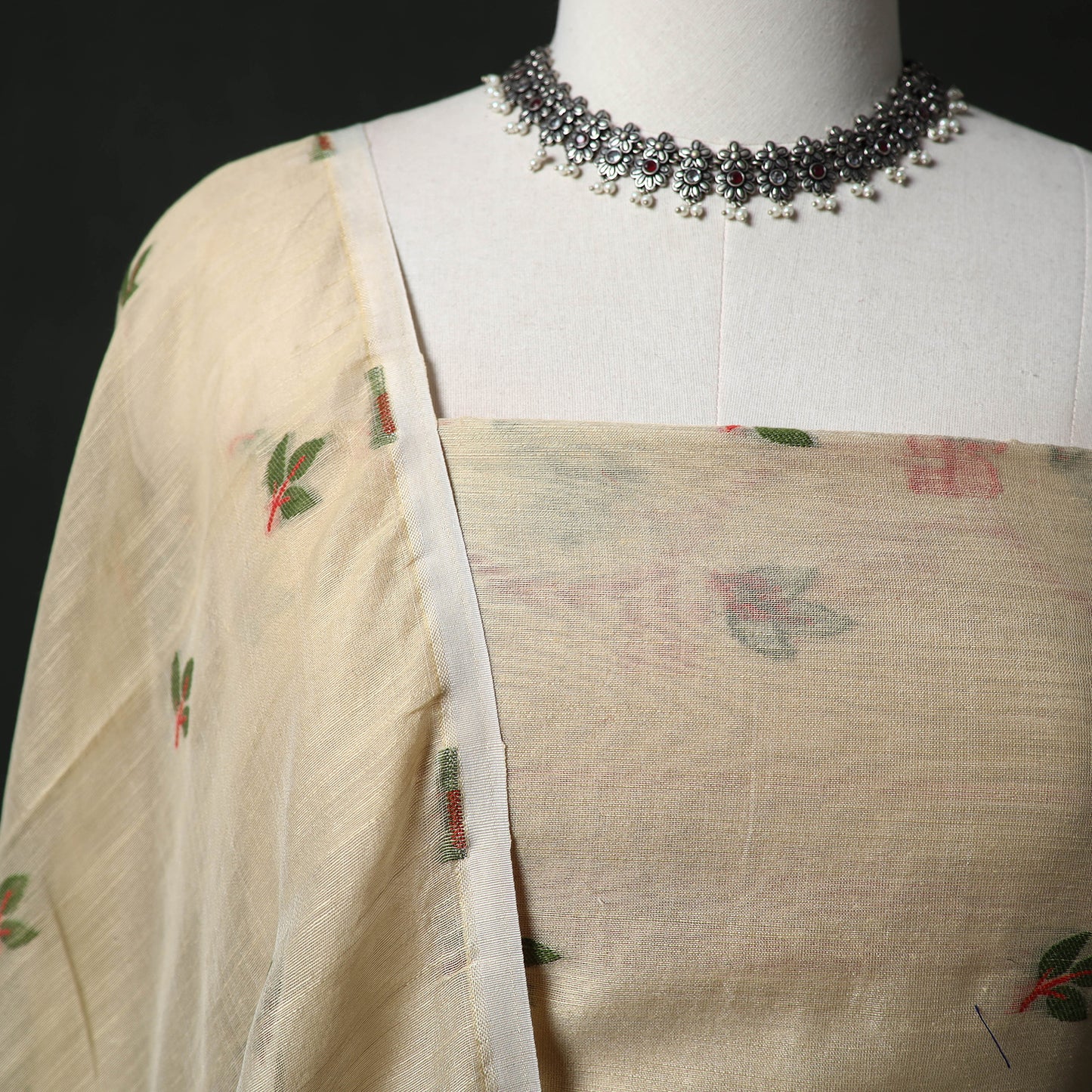 Jamdani Silk Cotton 2pc Unstitched Dress Material Kurta Set 25