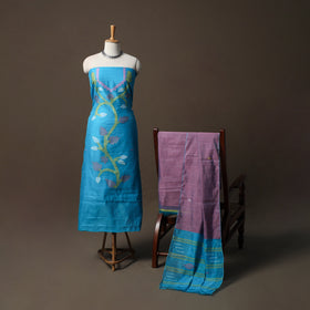 Phulia Jamdani Silk Cotton 3pc Unstitched Dress Material Suit Set 38
