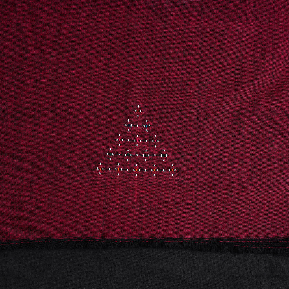 Maroon - Handwoven Cotton Tangaliya Kurta Material 08