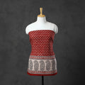  Red Natural Dyed Cotton Bagh Print Kurta Material