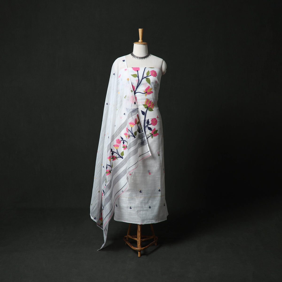 Jamdani Silk Cotton 2pc Unstitched Dress Material Kurta Set 27