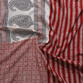  Red Natural Dyed Cotton Bagh Print Kurta Material