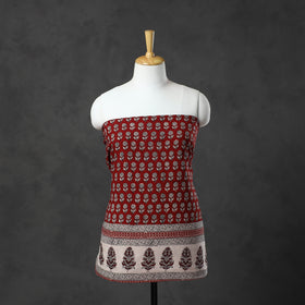  Red Natural Dyed Cotton Bagh Print Kurta Material