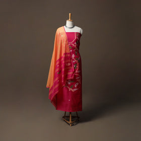 Phulia Jamdani Silk Cotton 3pc Unstitched Dress Material Suit Set 40
