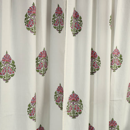 Pink - Sanganeri Block Printed Cotton Door Curtain (7 x 3.5 Feet) (Single Piece)
