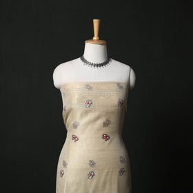 Beige - Jamdani Silk Cotton 2pc Unstitched Dress Material Kurta Set 28