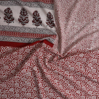 Red - Natural Dyed Cotton Bagh Print Kurta Material (2.2m) 26