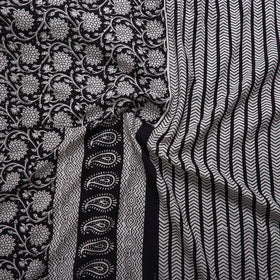  Black Natural Dyed Cotton Bagh Print Kurta Material