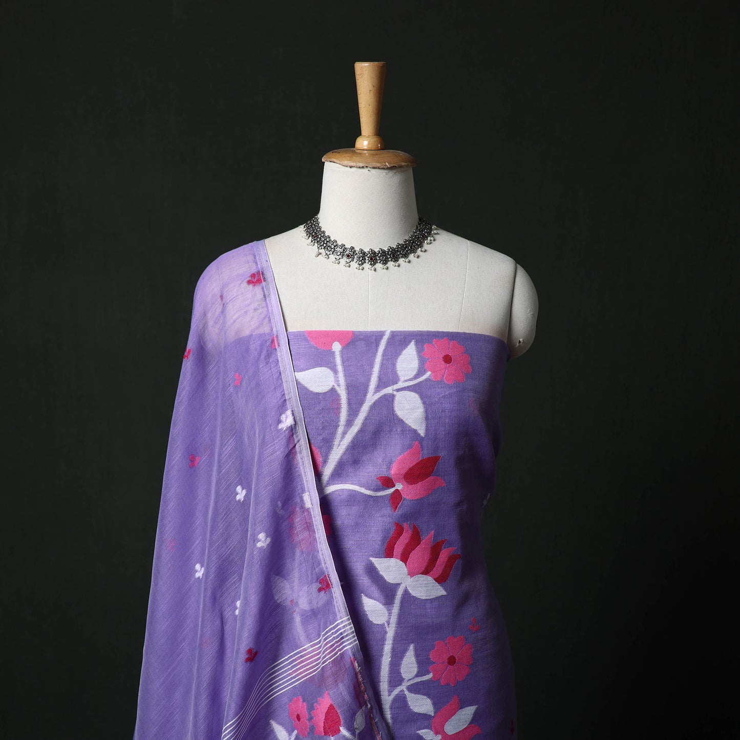 Jamdani Silk Cotton 2pc Unstitched Dress Material Kurta Set 29