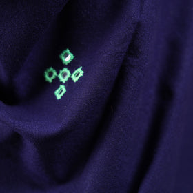 Blue - Kutch Handwoven Mirror Work Acrylic Wool Shawl 125