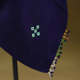 Blue - Kutch Handwoven Mirror Work Acrylic Wool Shawl 125