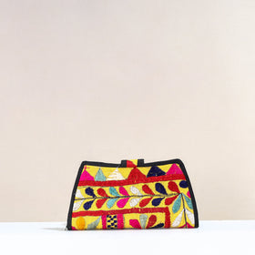 Multicolor Handcrafted Kutch Embroidery Cotton Clutch / Wallet
