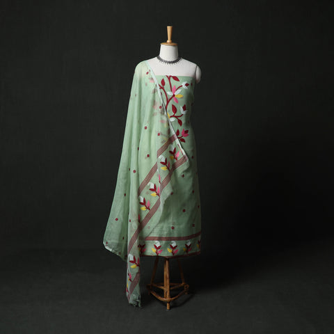 Jamdani Silk Cotton 2pc Unstitched Dress Material Kurta Set 30