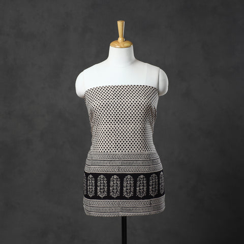  Black Natural Dyed Cotton Bagh Print Kurta Material