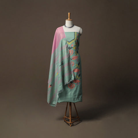 Phulia Jamdani Silk Cotton 3pc Unstitched Dress Material Suit Set 43