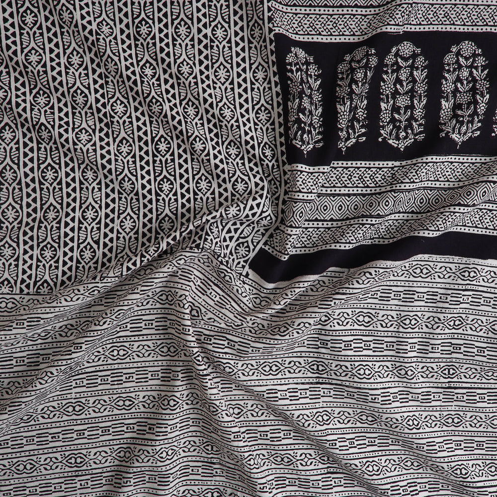 Grey - Natural Dyed Cotton Bagh Print Kurta Material (2.2m) 30