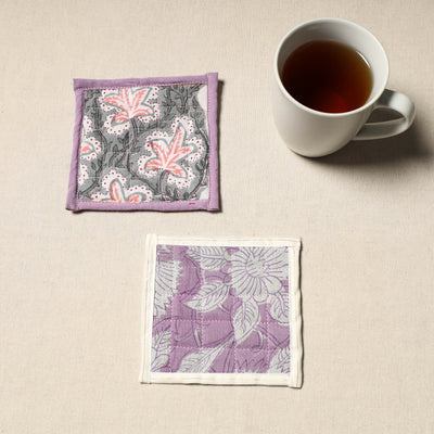 Handcrafted Sanganeri Floral Print Coaster (Set of 2) 23