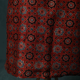 Red - Ajrakh Hand Block Print Natural Dyed Maheshwari Silk 2pc Unstitched Dress Material Kurta Set 21