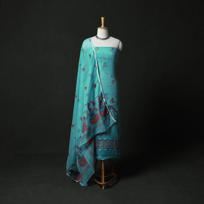 Jamdani Silk Cotton 2pc Unstitched Dress Material Kurta Set 31