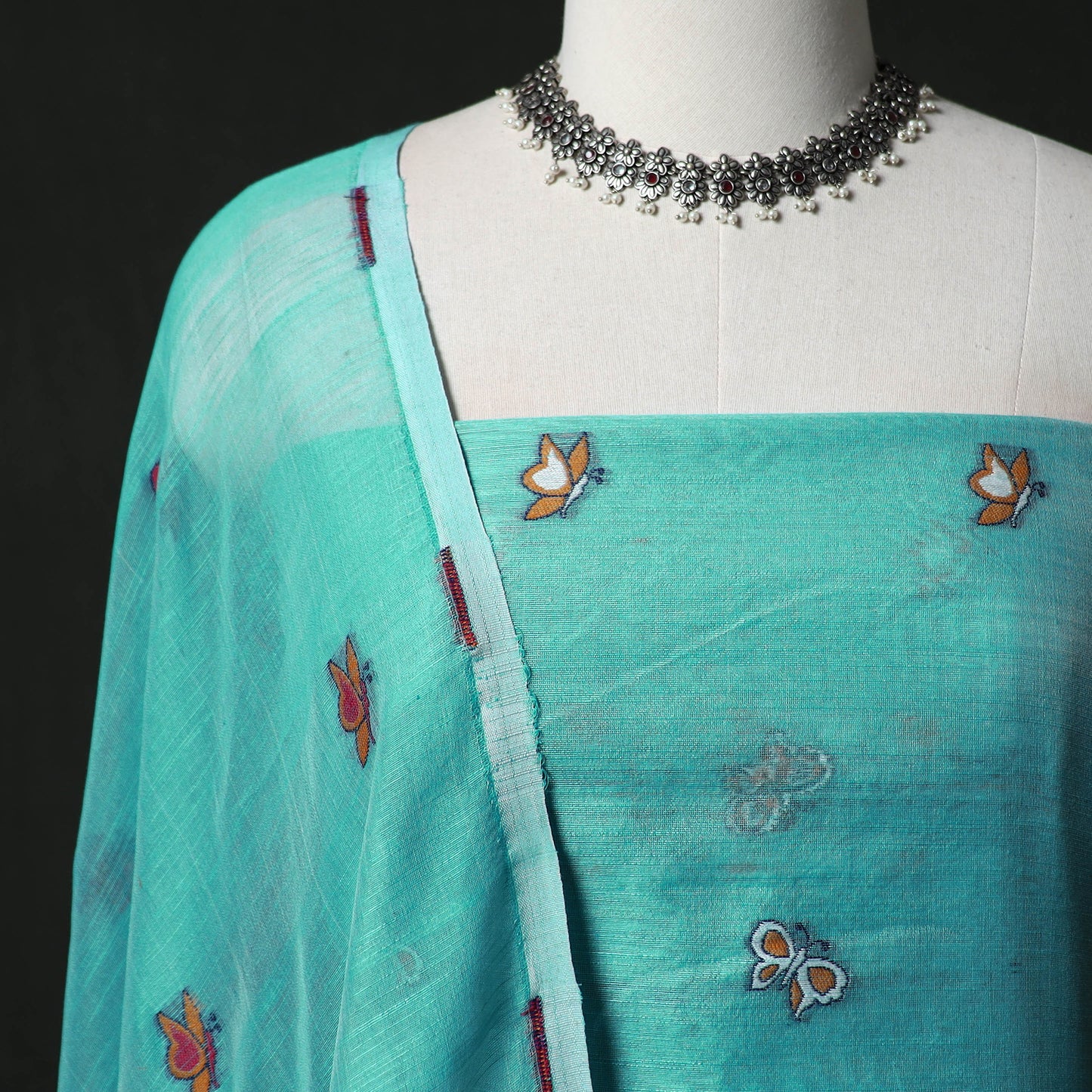 Jamdani Silk Cotton 2pc Unstitched Dress Material Kurta Set 31