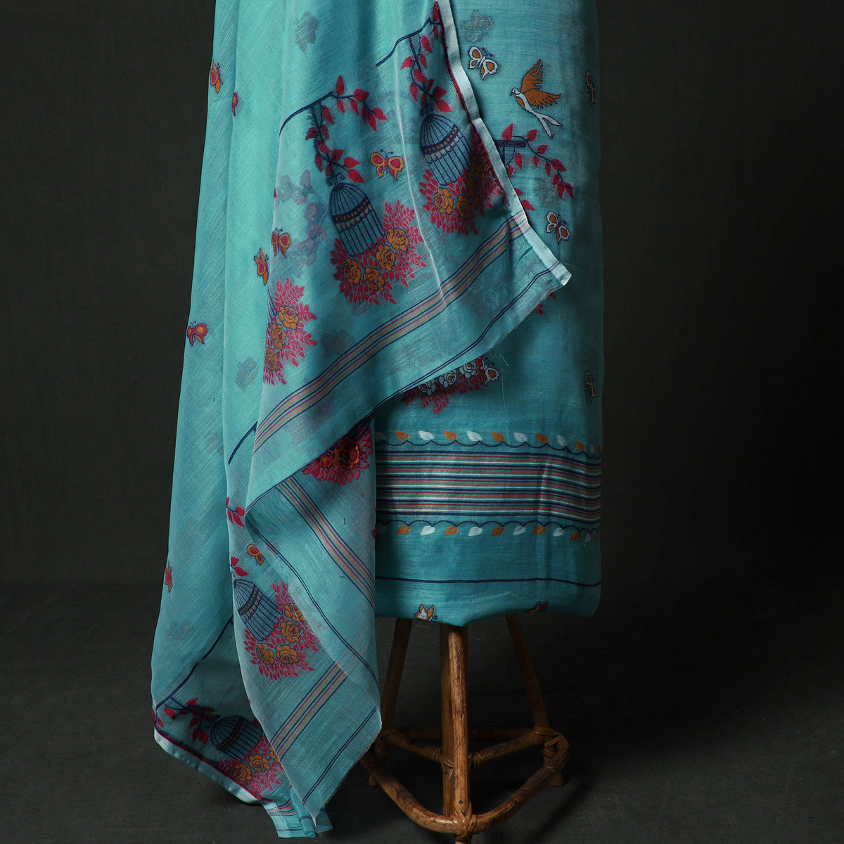 Jamdani Silk Cotton 2pc Unstitched Dress Material Kurta Set 31