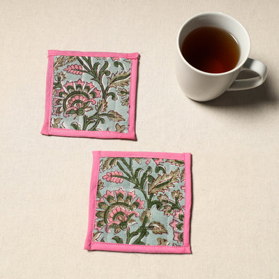 Handcrafted Sanganeri Floral Print Coaster (Set of 2) 21