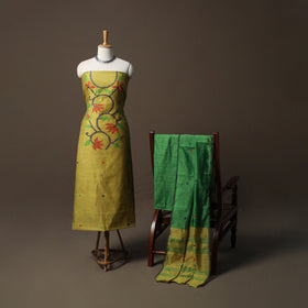 Phulia Jamdani Silk Cotton 3pc Unstitched Dress Material Suit Set 44