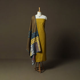 Jacquard Woven Cotton 2pc Unstitched Dress Material Kurta Set with Jewellery 06