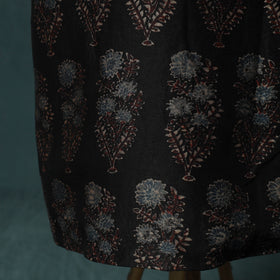 Black - Ajrakh Hand Block Print Natural Dyed Maheshwari Silk 2pc Unstitched Dress Material Kurta Set 22