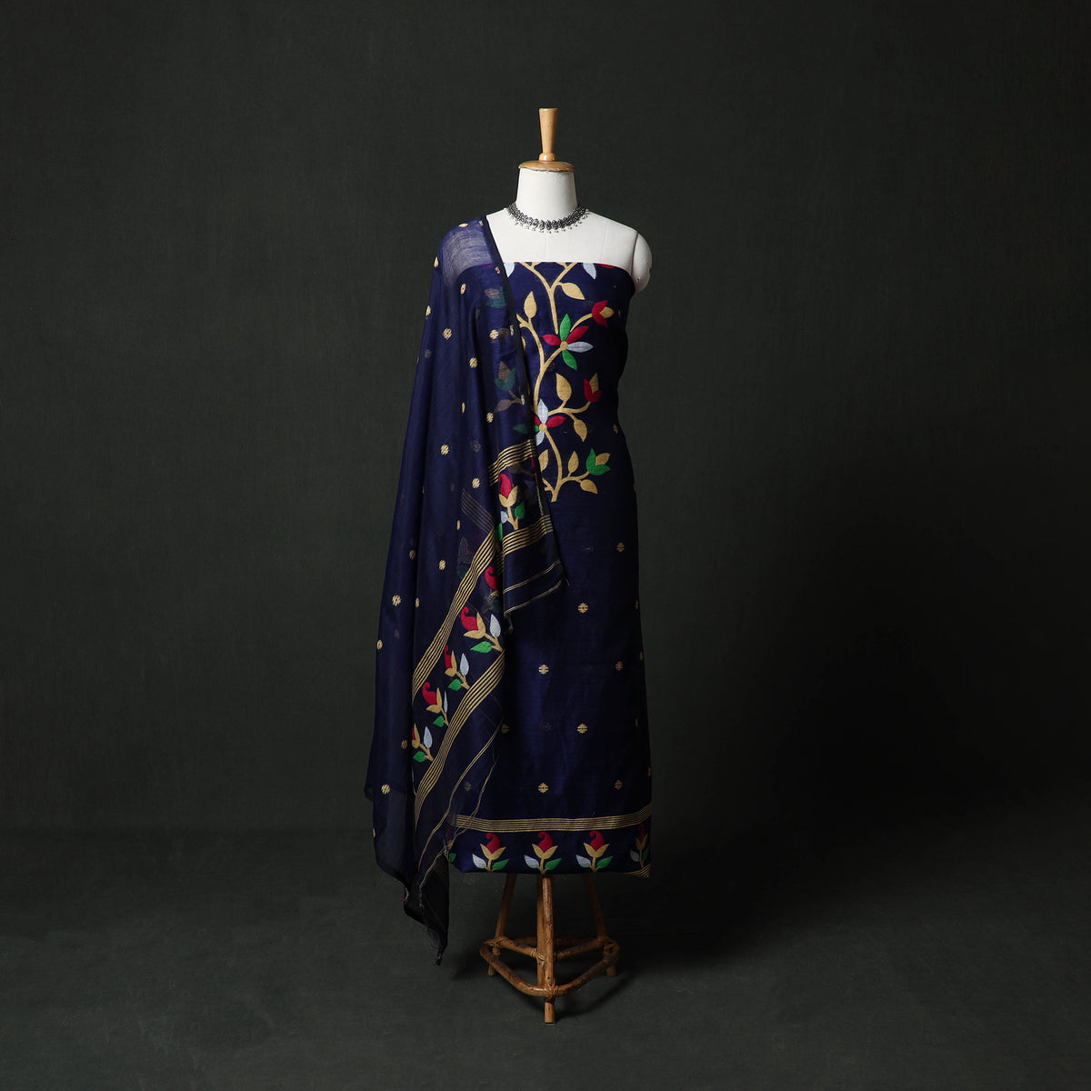 Jamdani Silk Cotton 2pc Unstitched Dress Material Kurta Set 32