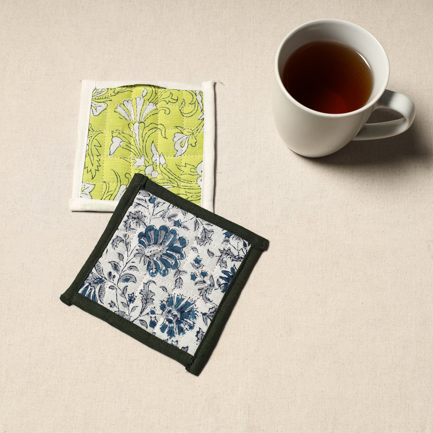 Handcrafted Sanganeri Floral Print Coaster (Set of 2) 20