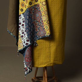 Jacquard Woven Cotton 2pc Unstitched Dress Material Kurta Set with Jewellery 06