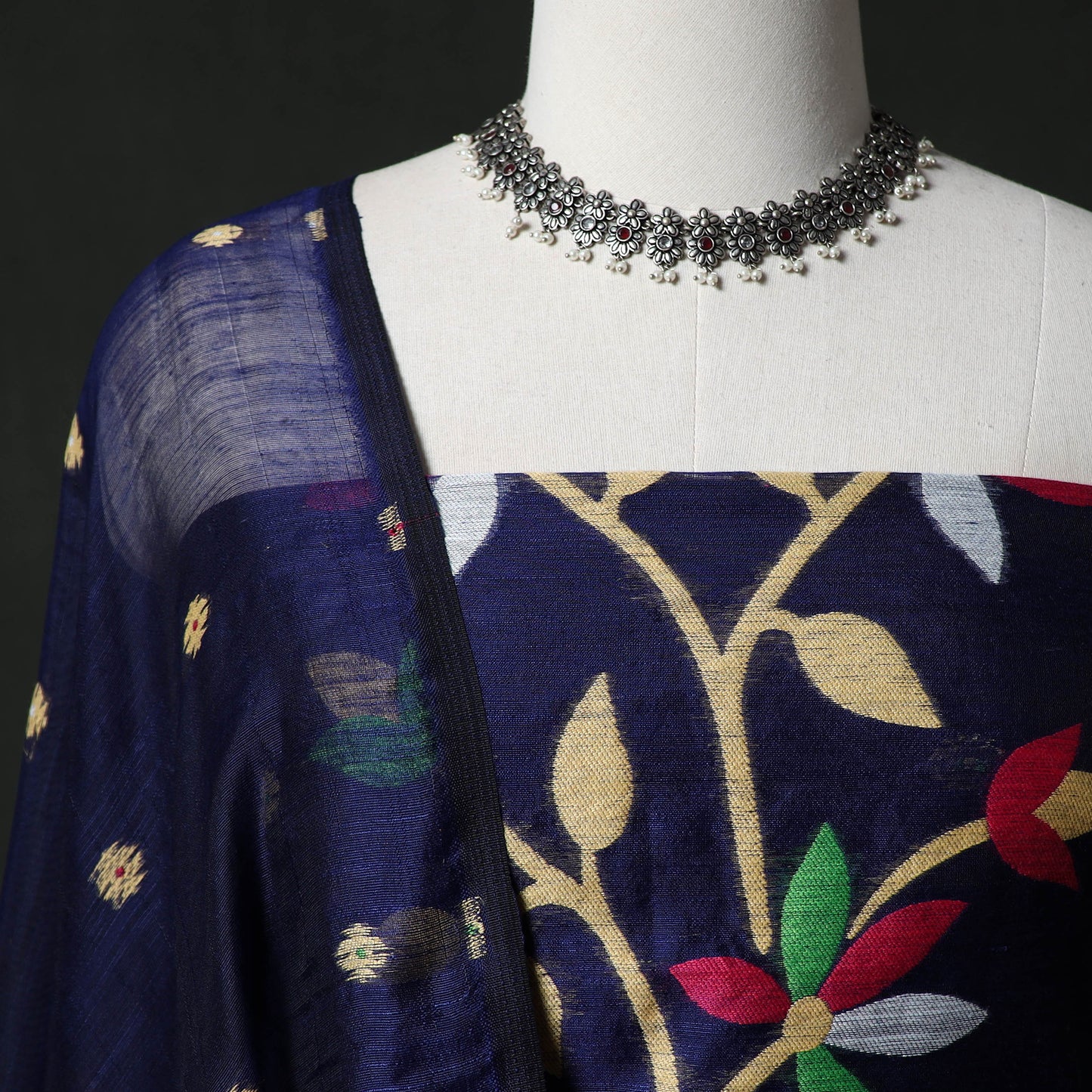 Jamdani Silk Cotton 2pc Unstitched Dress Material Kurta Set 32