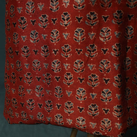 Red - Ajrakh Hand Block Print Natural Dyed Maheshwari Silk 2pc Unstitched Dress Material Kurta Set 23