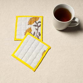  Handcrafted Sanganeri Floral Print Coaster (Set of 2)