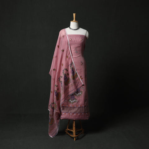 Jamdani Silk Cotton 2pc Unstitched Dress Material Kurta Set 34