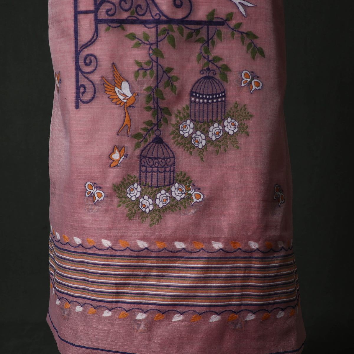 Pink - Jamdani Silk Cotton 2pc Unstitched Dress Material Kurta Set 34