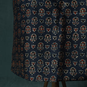 Blue - Ajrakh Hand Block Print Natural Dyed Maheshwari Silk 2pc Unstitched Dress Material Kurta Set 26