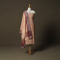 Jacquard Woven Cotton 2pc Unstitched Dress Material Kurta Set with Jewellery 10