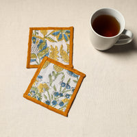 Handcrafted Sanganeri Floral Print Coaster (Set of 2) 08