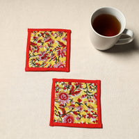 Handcrafted Sanganeri Floral Print Coaster (Set of 2) 07