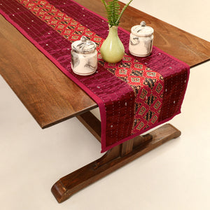 Kutch Tagai Ajrakh Patchwork Mashru Silk Table Runner (48 x 14 in) 10