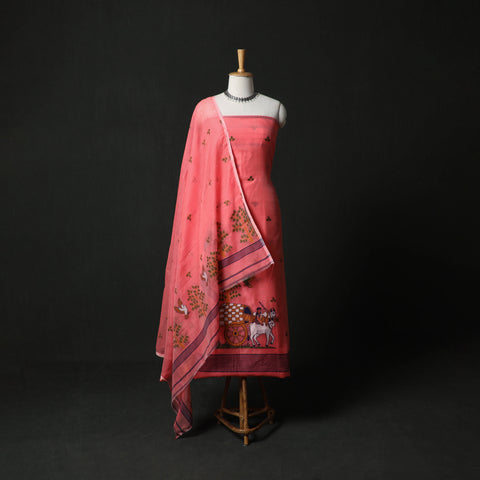 Jamdani Silk Cotton 2pc Unstitched Dress Material Kurta Set 37