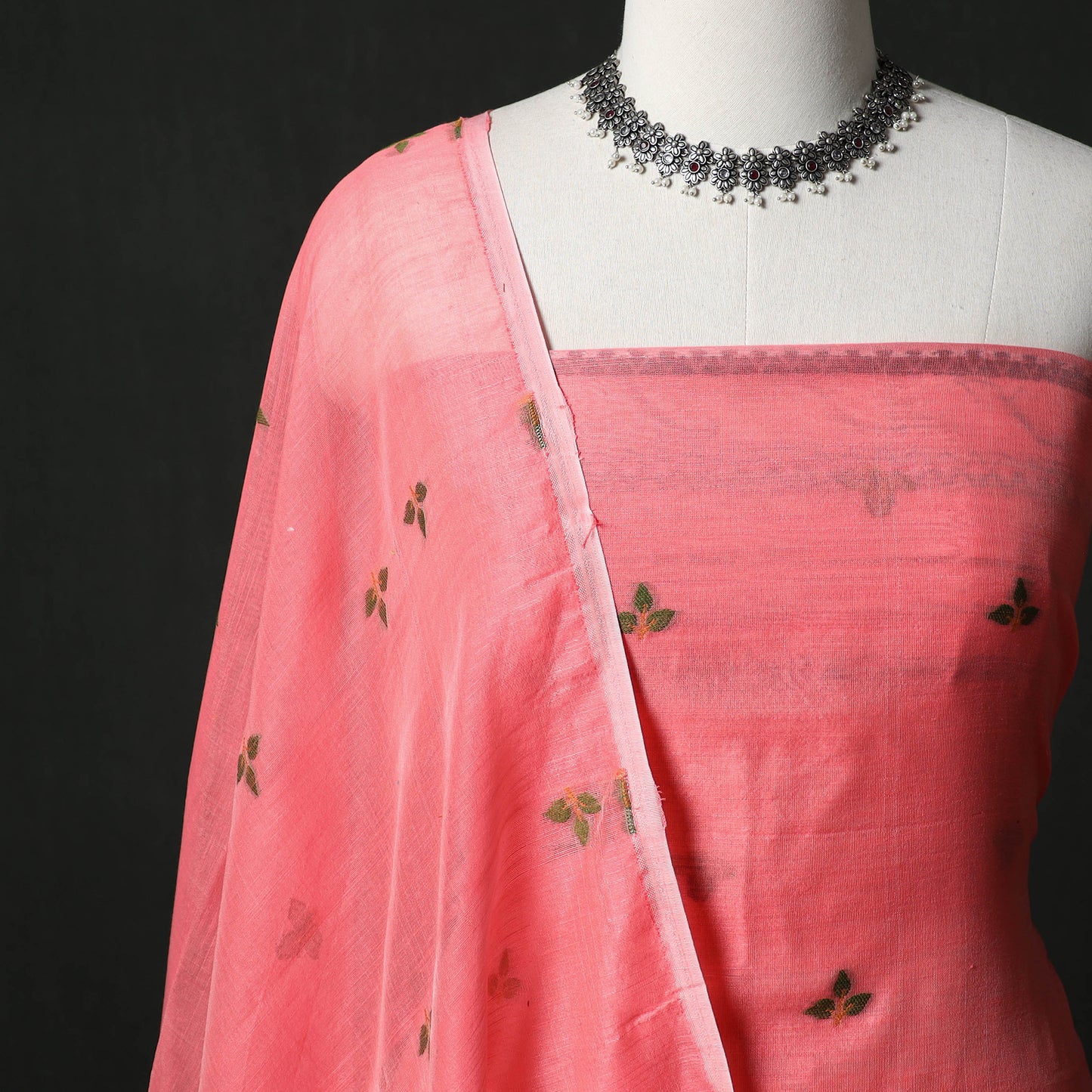 Jamdani Silk Cotton 2pc Unstitched Dress Material Kurta Set 37